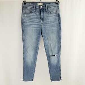 Madewell High-Rise Skinny Crop Jeans Size 30 Blue Distressed Frayed 26" Inseam